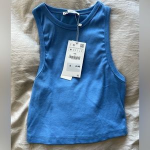 Zara Blue Mock-Neck Top